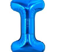 100cm bleu Foil Ballon Lettres I,Gonflable Hélium ou Air, Grand Ballons pour Mariage, Décoration de Fête d'anniversaire- (Lettres I)