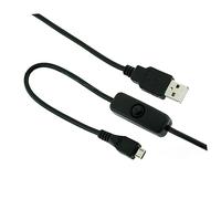 100cm Câble Micro USB avec Bouton Marche Arrêt D’Extension | Plastique Noir, Courant Jusqu’à 2 A, Isolation Sûre, pour Alimentation et Usage Carte Électronique