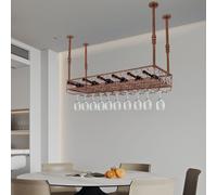 100cm étagère à vin en métal avec porte verre étagère de plafond réglable en hauteur bronze