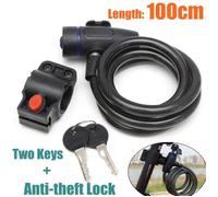 100cm x 12mm Bike Câble Antivol Cadenas Serrure Spirale Pr Vélo VTT Moto Scooter