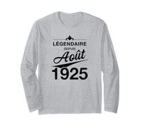 100e anniversaire Né en Août 1925 Vintage 100 ans d'âge Manche Longue