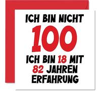 100ème carte d'anniversaire drôle pour garçon fille lui - Je suis 18 et 82 ans d'expérience - Drôle Cent un centième de joyeux anniversaire 145 mm Cartes de vœux