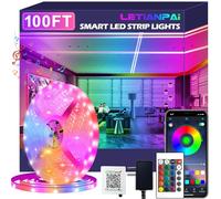 100ft Led Strip Lights,Long Smart Led Light Strips Music Sync 5050 RGB Color Changing Rope Lights,Bluetooth APP/IR Remote/Switch Box Control Led Lights for Bedroom,Home Decoration,Party,Festival