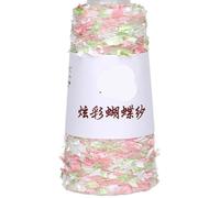 100g Colorful Butterfly Yarn - Hand-Woven DIY Wool Ball with Color Beads for Crafting and Knitting Projects(Pinkgreen39#)
