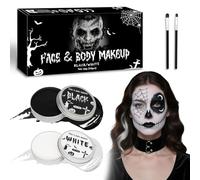 100g Maquillage Halloween Noir et Blanc, Halloween Maquillage Adulte, Peinture Visage pour Théâtre, Scénique, Clown, Zombie, Vampire, Body Face Paint pour Maquillage Halloween femme et Homme
