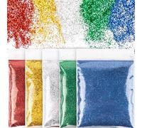 100g Poudre à Paillettes Rouge Vert Bleu Jaune Argent Peinture Pailletée Fines Scintillant en PET Accessoire Loisirs Créatif Décoration DIY Nail Boule de Neige pour Fête Noël Mariage Anniversaire