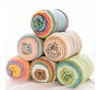 100g/Rouleau Fil arc-en-ciel 5 brins Segment teinté Fil à tricoter artisanal DIY pour pull, chapeau, écharpe, coussin de canapé, gâteau 193 m Taille UniquePolyester