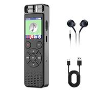 100GB Enregistreur Vocal, Dictaphone avec Lecture et Enregistrement à Commande vocale, Enregistreur Audio avec réduction du Bruit pour Les conférences, Les réunions, Les entretiens (écouteurs Inclus)