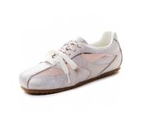 100junzidao Baskets à Semelle épaisse pour Femmes Chaussures de Ballet Plates à Double Lacets Chaussures de Marche Confortables et Respirantes pour Le Travail et Les entraînements Rose 35