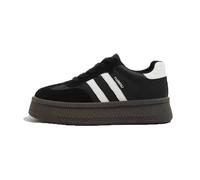 100junzidao Baskets à Semelles compensées pour Femmes Chaussures légères et polyvalentes pour étudiantes Chaussures de Marche décontractées et Tendance pour se Promener Noir 35