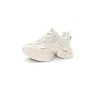 100junzidao Baskets pour Femmes avec rehausse Interne Chaussures de Course légères pour Femmes Chaussures à Lacets pour Filles Entraînement 7 cm Antidérapantes Amortissantes Beige 39