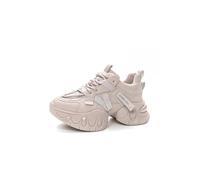 100junzidao Baskets pour Femmes avec rehausse Interne Chaussures de Course légères pour Femmes Chaussures à Lacets pour Filles Entraînement 7 cm Antidérapantes Amortissantes Rose 36