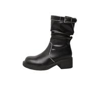 100junzidao Bottes Femme mi Mollet à Talon Bloc et Panneaux de Cuir plissés Bottes Mode pour Travail ou études Boost de Confort de 5cm.