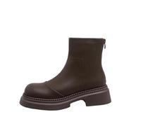100junzidao Bottines Chelsea en Cuir pour Femme pour Automne-Hiver Semelle Épaisse et Talon Moyen avec Fermeture Arrière pour Un Enfilage Facile