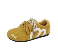 100junzidao Chaussures de Course rétro d'automne pour Femmes Design à lanières croisées coréen Baskets à Plateforme brodées Chaussures de Sport décontractées et Respirantes Jaune 35