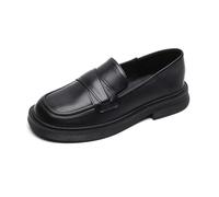 100junzidao Chaussures Loafer Femme Vintage à Talon Bas 2 Façons d'Enfiler Slip on Mule Confortable pour Décontracté Rehaussant Noir 39