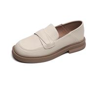 100junzidao Chaussures Loafer Femme Vintage à Talon Bas 2 Façons d'Enfiler Slip on Mule Confortable pour Décontracté Rehaussant Beige 37