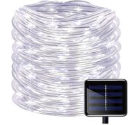 100LED Ruban Lumineux Solaire Lampes de Corde,étanche 39ft/12M Fil de Cuivre Extérieur Tube Rope Guirlande Lumineuse(Blanc)