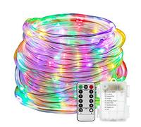100LED Tube Lumineux Extérieur,KINGCOO Etanche 33ft 8 Modes Ambiance Lumière Guirlande Lumineuse Alimenté par Batterie Télécommande pour Décoration Jardin Terrasse Noël Nouvel Mariage (Coloré)