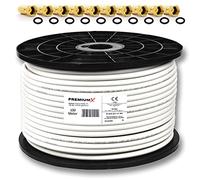 100m câble coaxial PremiumX PROFI 135 dB 4 voies blindé, câble d'antenne PURE COPPER SAT 100m 130dB 135 + 10x connecteur F 7,5 mm en couleur "GOLD" gratuit