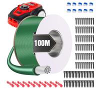 100M Fil Robot Tondeuse +100 Piquets +10 Connecteurs de Câble +10 Connecteur de Dérivation en T, Cable Robot Tondeuse Peripherique Accessoires Gazon, Compatible avec Gardena Bosch Husqvarna Worx etc