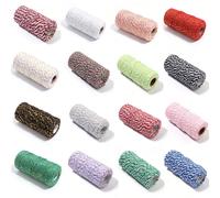 100m/Rouleau Corde bicolore de 2mm, corde d'emballage cadeau, long cordon pour la fabrication de bijoux, accessoire de ficelle d'emballage de décoration, pour les étiquettes, les étiquettes, les brico