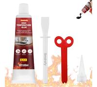 100ml Colle Haute Temperature, Colle Refractaire, Silicone Haute Temperature,Mastic Refractaire, Adhésif Résistant à la Chaleur Jusqu'à 1000°C, Adapté au Poele a Bois, Cheminée, Fours, etc