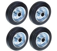 100mm 4" black rubber wheels with pressed steel centre 90kg - Set of 4