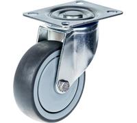 100mm 4" castor grey rubber tyre swivel strong 110kg capacity