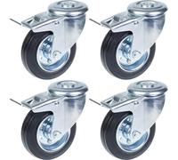 100mm 4" castor rubber tyre, swivel with brake, strong 360kg capacity, set of 4