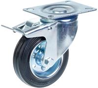 100mm 4" castor rubber tyre, swivel with brake, strong 90kg capacity, set of 4