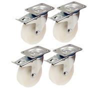 100mm 4" inch nylon castors - heavy duty swivel braked castors 150kg each - set