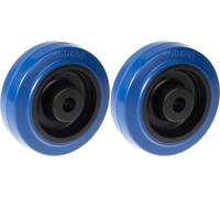 100mm 4" wheel blue rubber with nylon centre strong 300kg capacity, set of 2