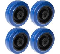 100mm 4" wheel blue rubber with nylon centre strong 600kg capacity, set of 4