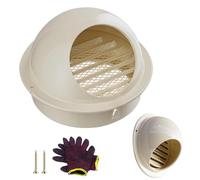 100mm Beige Sortie d'air Murale Ronde en INOX, Couvercle D'aération Persiennes Rondes, avec Grille D'aération À Mailles Fines, pour La Ventilation De SéCheuse(150mm 2-Pack)