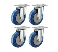 100mm Flight case castors - elastic rubber swivel castor 150kg each - set of 4 -
