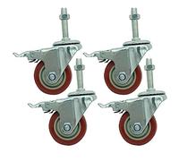 100mm Locking Swivel Casters with Threaded Stem M16, Heavy Duty Industrial Stem Casters, PU Furniture Castor Wheels, Shelving Bearing Caster 4 Pack(M16*150)