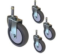 100mm Roulette de Salle à Manger,4x Roue de Meuble Pivotante,avec Insert Plongeur M11,Capacité 280kg,avec Manchon en Caoutchouc,pour Cuisine Hôtel Chariot Table de Travail (11x35mm,Universel)