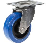 100mm stainless steel swivel castor with blue elastic rubber on nylon centre whe