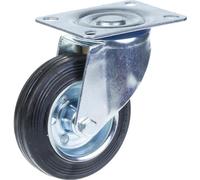 100mm swivel castor with black rubber on pressed steel centre wheel