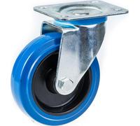 100mm swivel castor with blue elastic rubber on nylon centre wheel