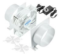 100mm Ventilateur de Conduit DC12V, 3000 tr/min Extracteur d'Air 100mm avec Variateur 0-100%, Adaptateur de Conduit pour Laser 3D, Cabine de Peinture, Tente de Culture DIY - Blanc