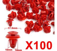 100pc 10mm Trou Aile Auto rouge Rivet plastique glissière butoir retenue clips