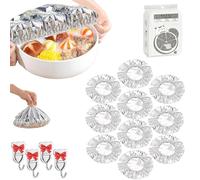 100pc Couvercles alimentaires réutilisables en aluminium, couvercles isothermes pour plats, taille ajustable et universelle pour assiettes et bols, conservent les aliments chauds et frais (10pc)