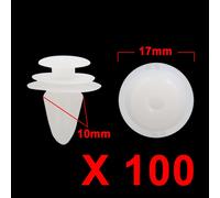 100pcs 10mm Trou blanc rivet plastique Habillage agrafes retenue porte pour Auto