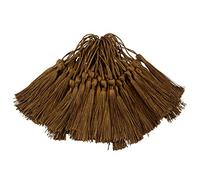 100pcs 13cm / 5 pouce Silk Floss signet glands avec boucle de cordon de 2 pouces et petit noeud chinois pour la fabrication de bijoux, souvenirs, signets, accessoire de bricolage artisanal (café)