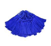100pcs 13cm / 5 pouce Soie Floss Signet Glands avec Boucle de Cordon de 2 pouces et Petit noeud Chinois pour la Fabrication de Bijoux, Souvenirs, Signets, Accessoire de Bricolage Artisanal(Bleu Marin)