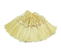 100pcs 13cm / 5 pouces Silky Floss marque-pages glands avec 2-Inch Cord Loop et petit noeud chinois pour la fabrication de bijoux, Souvenir, marque-pages, bricolage Craft Accessoire(Beige clair)