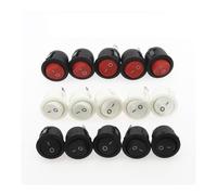 100Pcs 20mm Diameter Small Round Rocker Switches Black Round Black White Red 2 Pin ON-OFF Rocker Switch NWPNLXEA(Mixed 100Pcs)