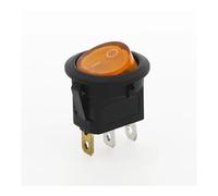 100Pcs 220V Red Blue Green Yellow Light ON-OFF SPST Round Rocker Switch 6A/250V 10A/125V AC NWPNLXEA(Gelb)
